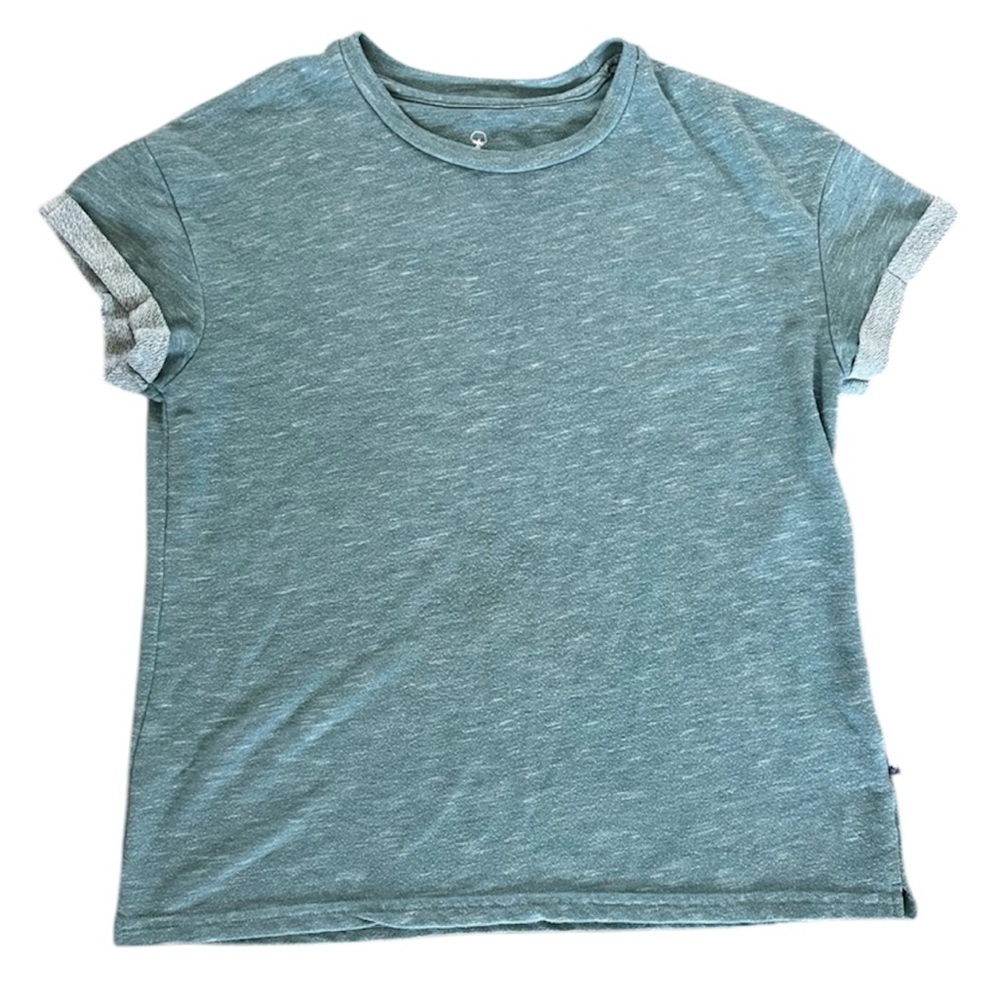 Southern Shirt Womens Muted Teal Heather Short Cuffed Rolled Sleeve Tee Medium